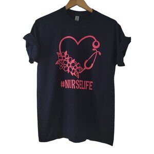 NEW | Gildan | Navy & Pink | Custom Unisex Short Sleeve Tee #NURSELIFE